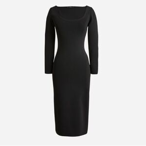 NWT! J. Crew black scoop neck long sleeve‎ midi dress